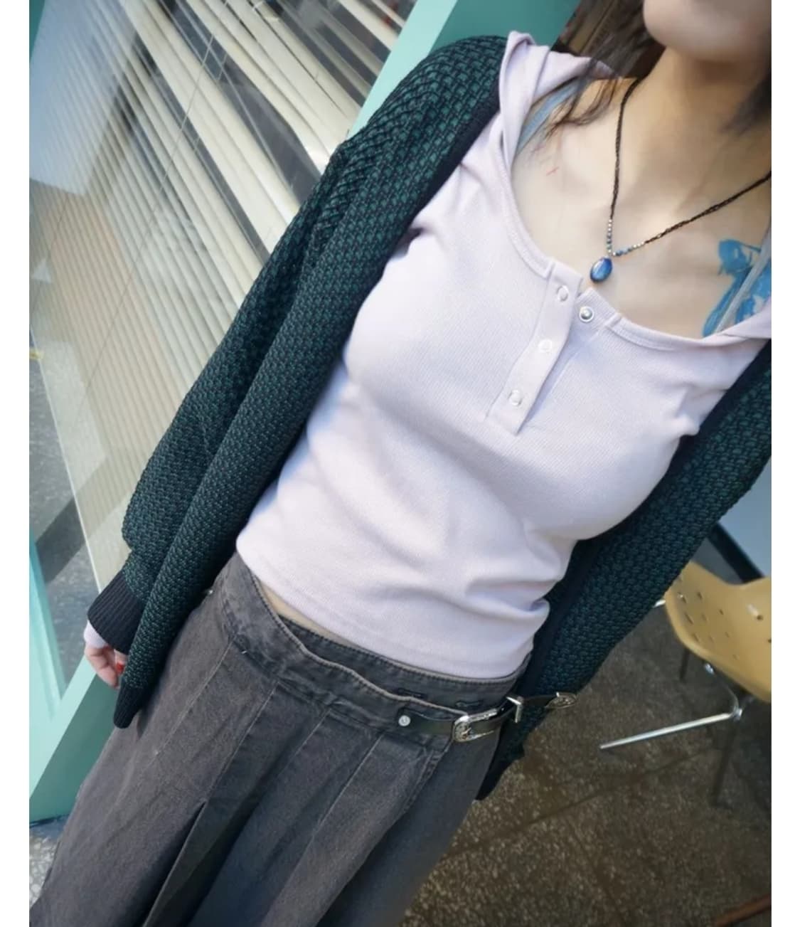 모래하우스 ribbed snap 티 핑크 상품이미지1