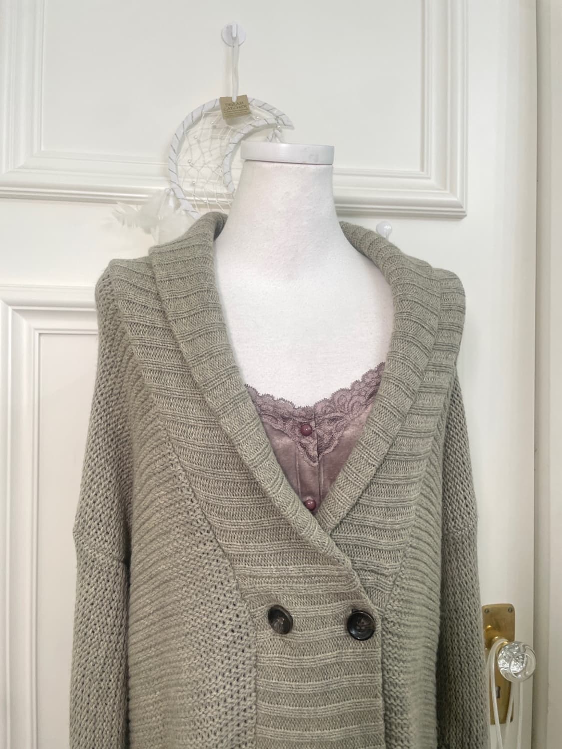 khaki double over collar cardigan 상품이미지6