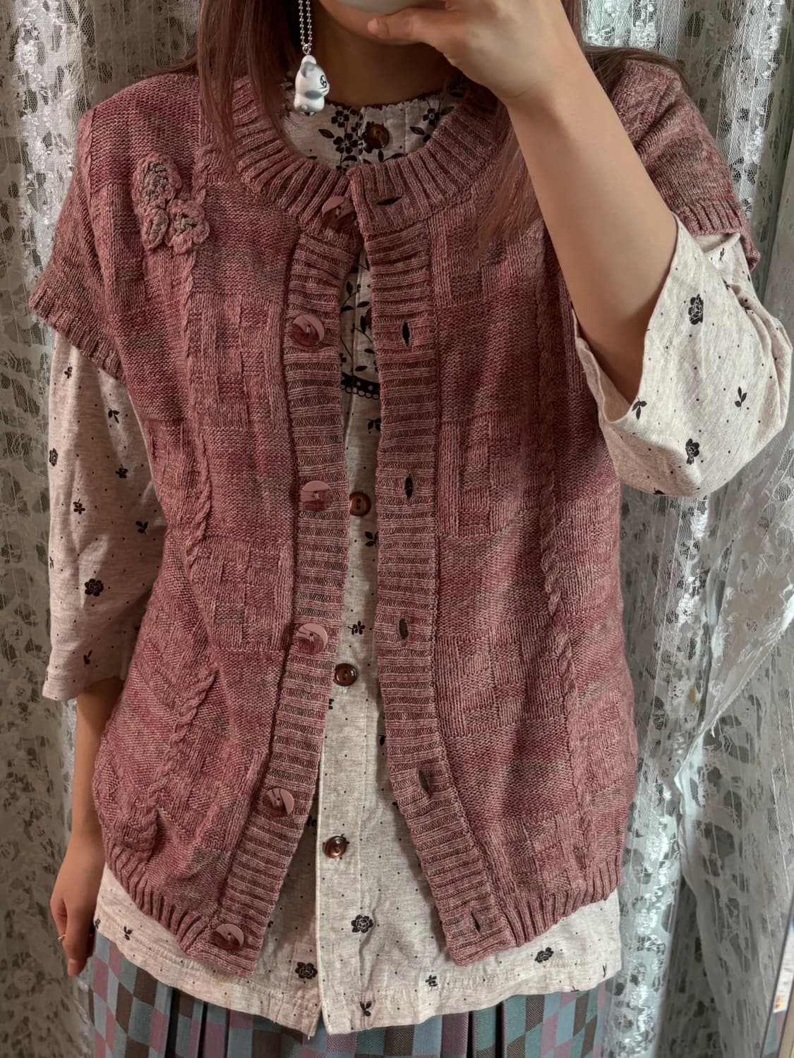 Pink vintage 윈터 가디건 상품이미지5