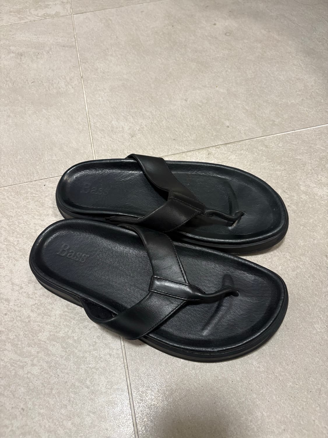 미니멀 블렉 레더 플립플랍 쪼리 260사이즈 상품이미지1