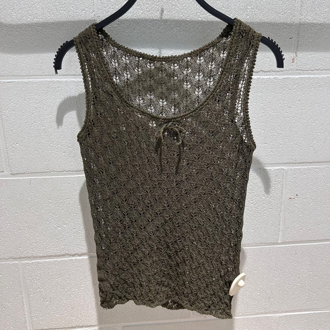 Vintage y2k khaki Crochet Sleeveless 상품이미지1