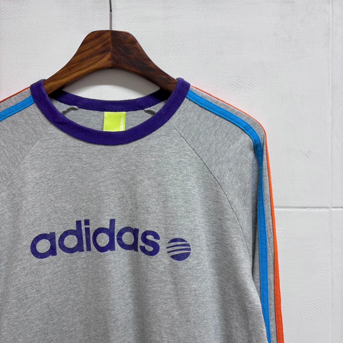 ADIDAS 아디다스 그레이 삼선 롱 슬리브 M JPN 상품이미지2