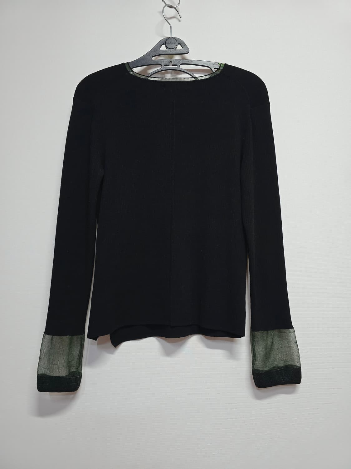 타임 블랙 시스루 소매 니트 긴팔티 롱스커트 상품이미지3