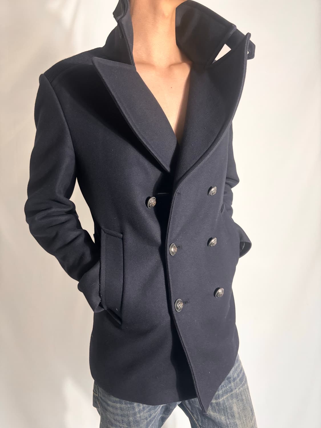 Solid Homme High-Neck Double Coat 상품이미지2