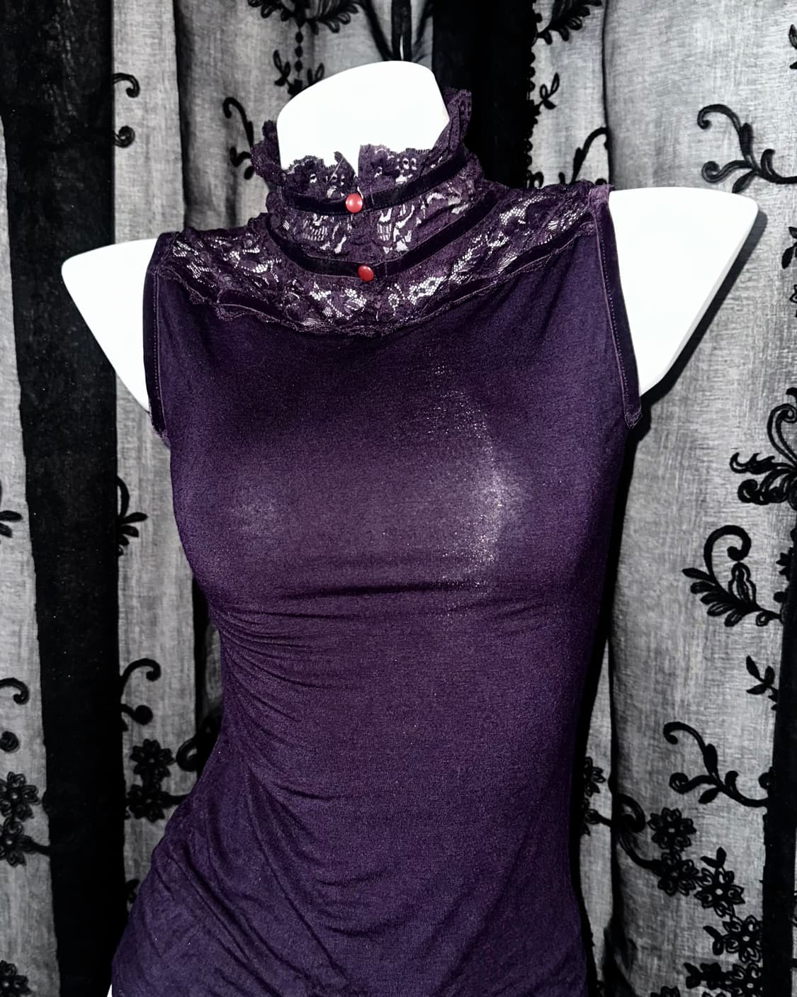 dark purple high neck top 상품이미지2