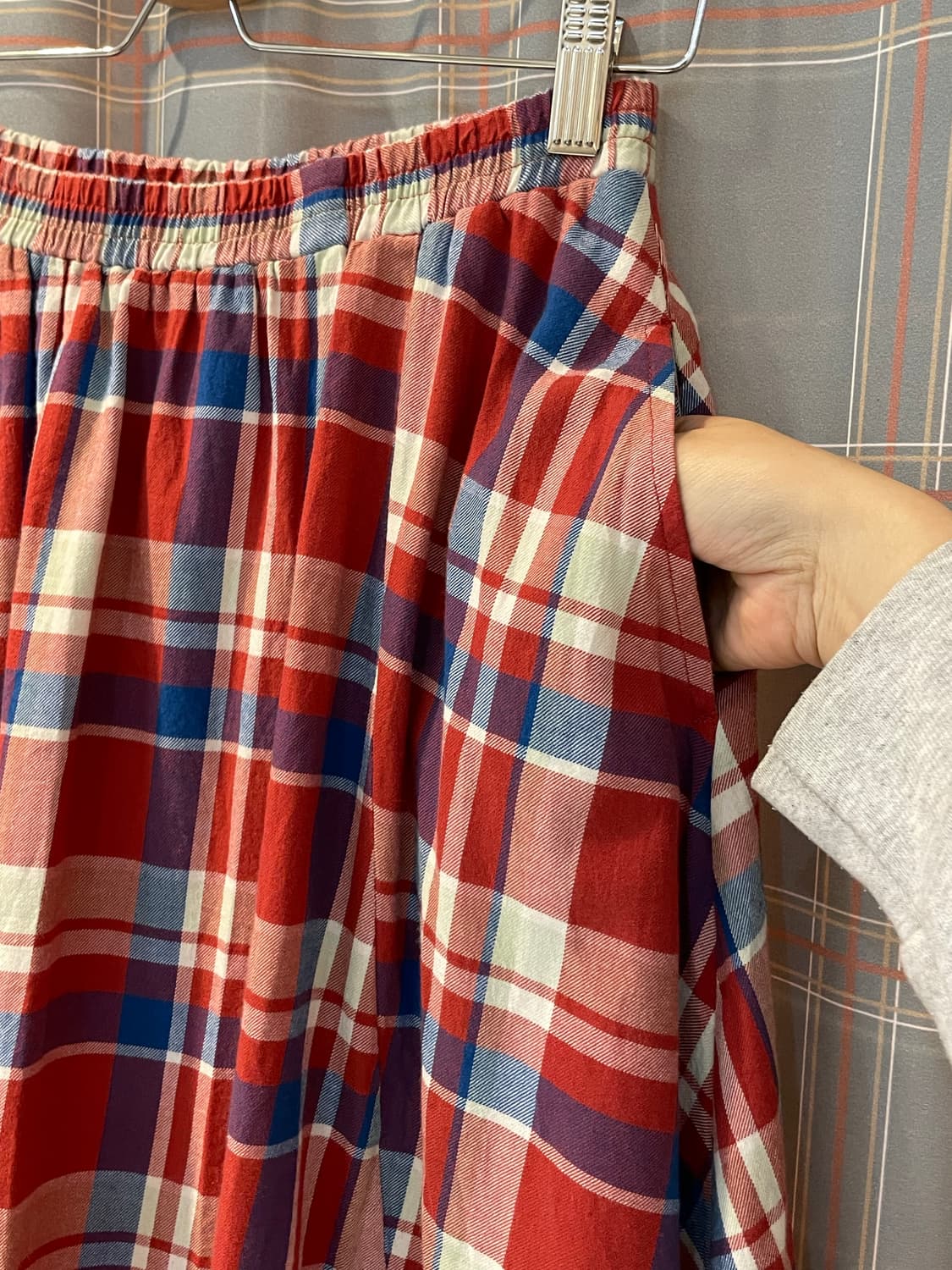 일본빈티지 체크 주머니 스커트 상품이미지4