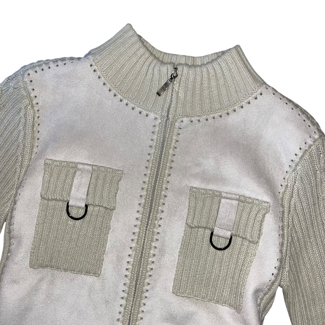 앞면 스웨이드 니트 반폴라집업 모리y2k갸루 상품이미지2