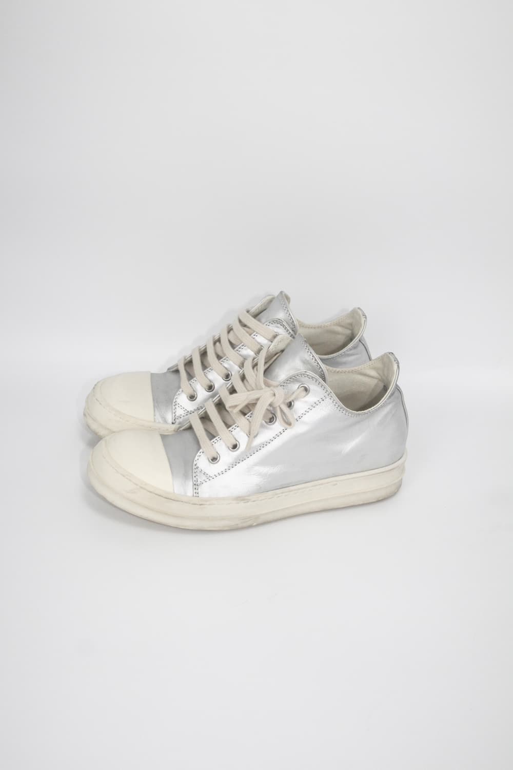 릭오웬스 다크쉐도우 실버 새틴 라몬즈 로우 스니커즈 상품이미지3