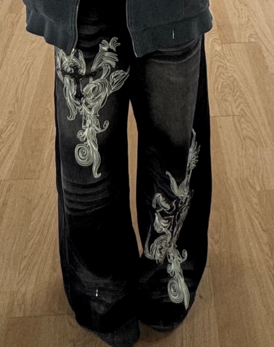 빈티지 프린팅 데님 팬츠 상품이미지1