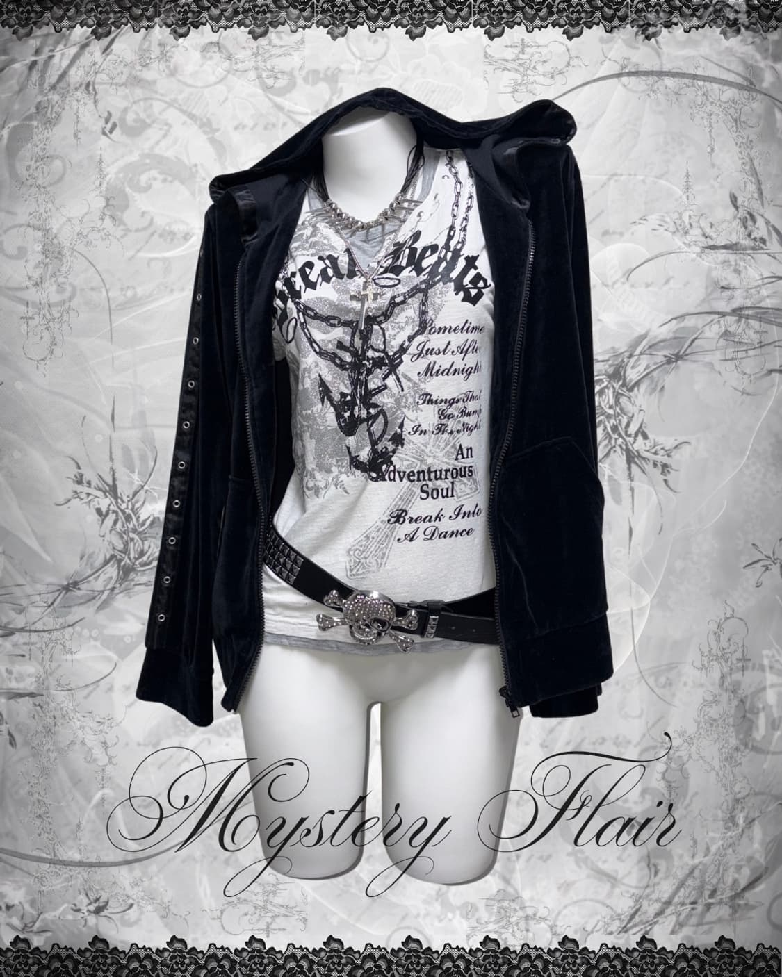 00s 갸루펑크 나시 + 아일렛 벨벳 후드 상품이미지1