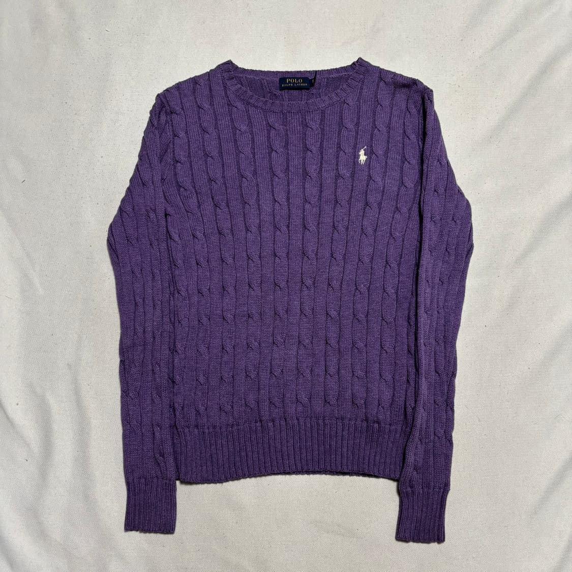 XS 폴로랄프로렌 화이트 포니 코튼 케이블 니트 상품이미지2