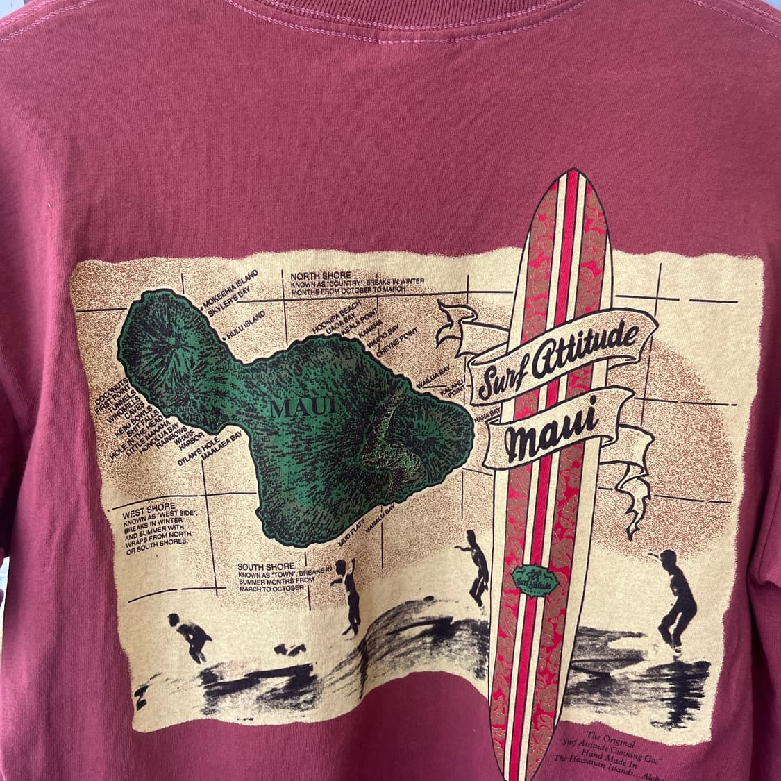M 90s USA Surf Attitude Maui 반팔 티/W2885 상품이미지4