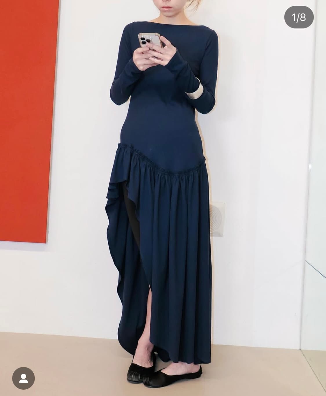 키야기 란 드레스 네이비 상품이미지1