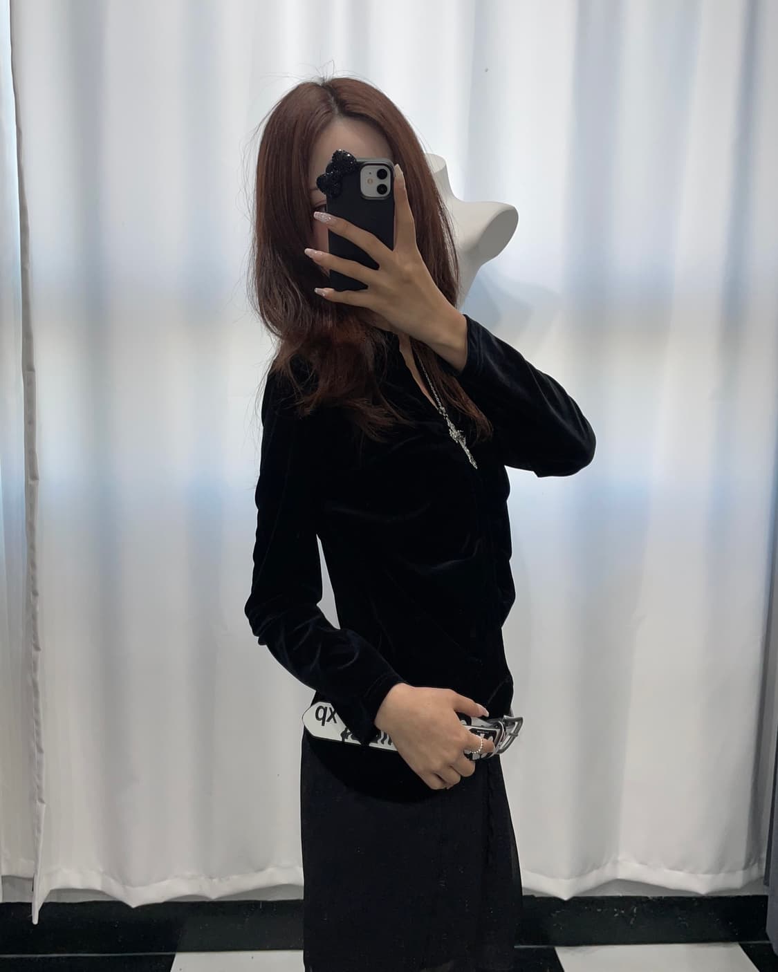 🎸블랙 벨벳 블라우스🎸 상품이미지3