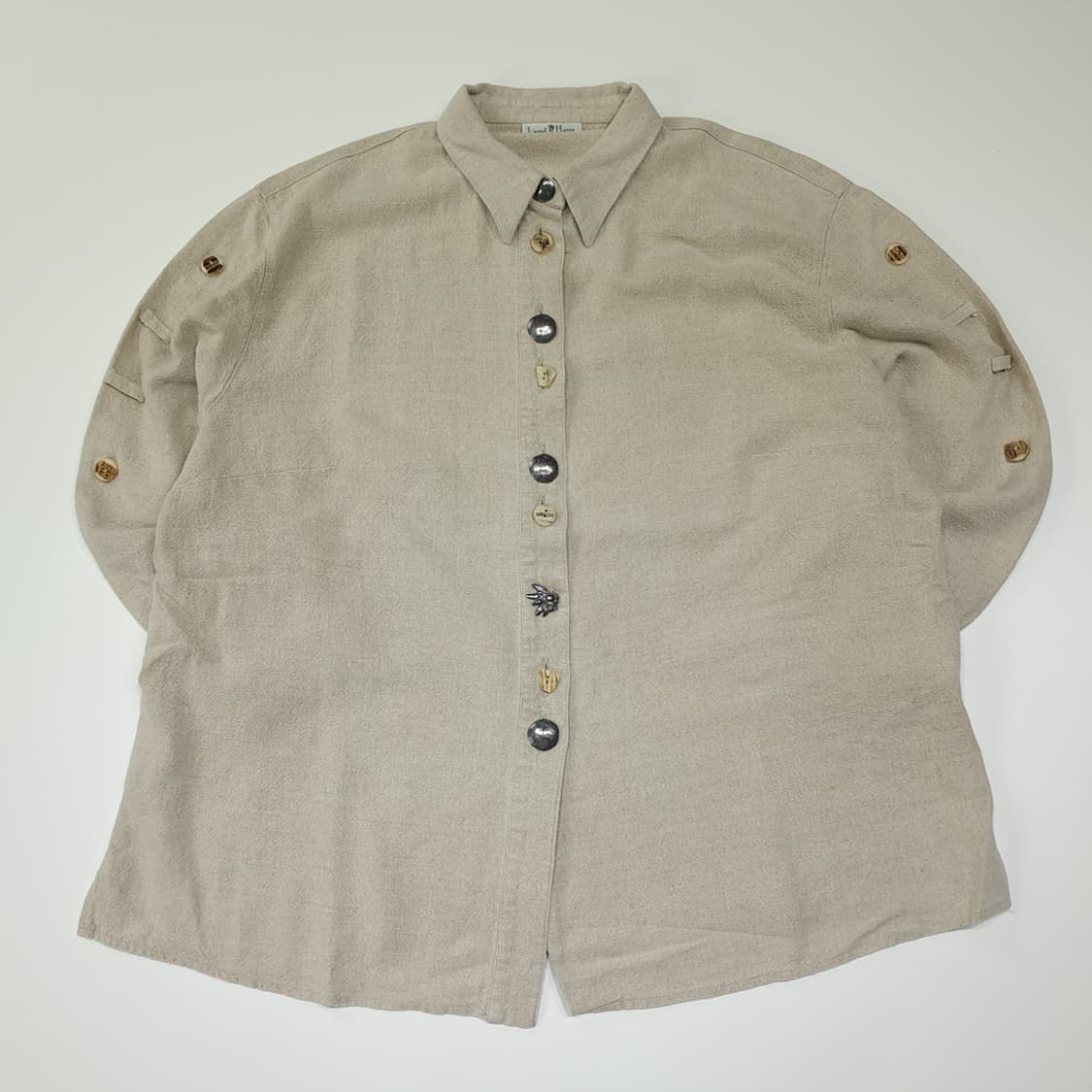 CL667 L 란트하우스 90s 린넨 트라흐텐 바바리안 알펜 셔츠 상품이미지1