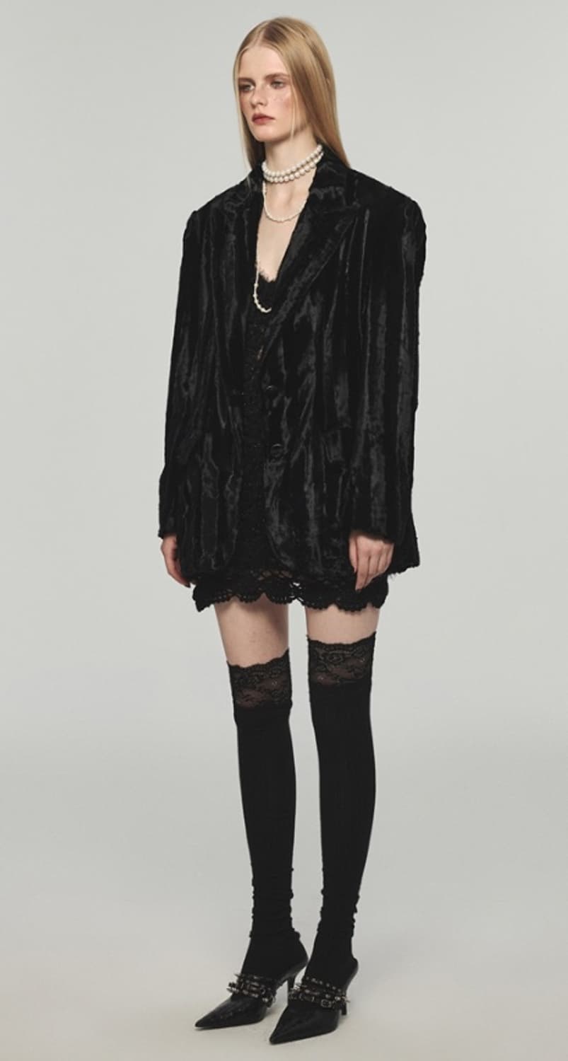 원진스튜디오 퍼 블레이저 블랙 L 상품이미지3