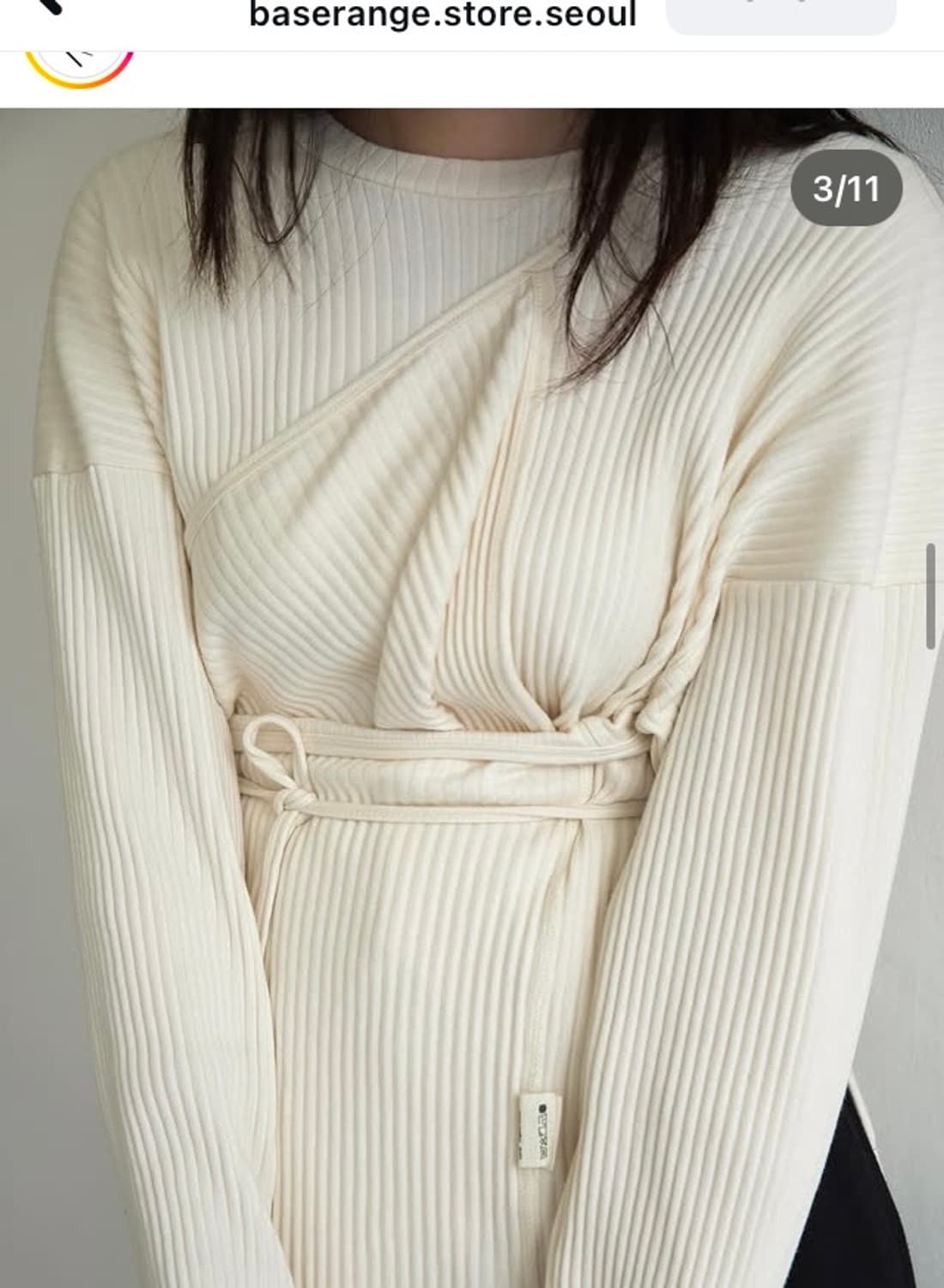 베이스레인지 shaw 긴팔 xs (shaw organic cotton) 상품이미지3