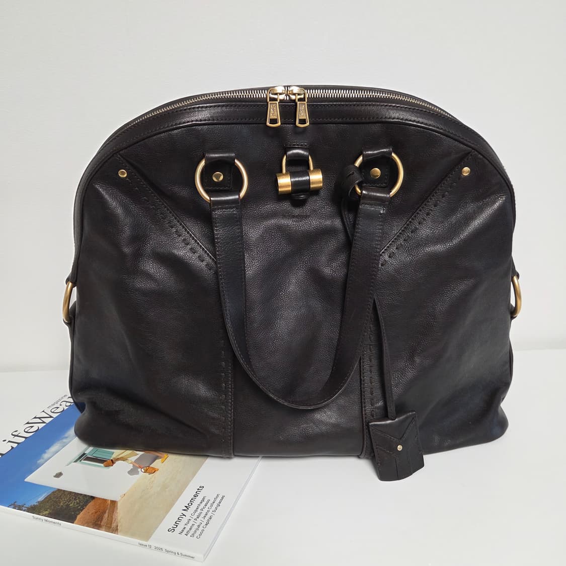 YSL 입생로랑 정품 금장 뮤즈백 오버라지 브라운 숄더백 리얼레더 토트백 상품이미지3