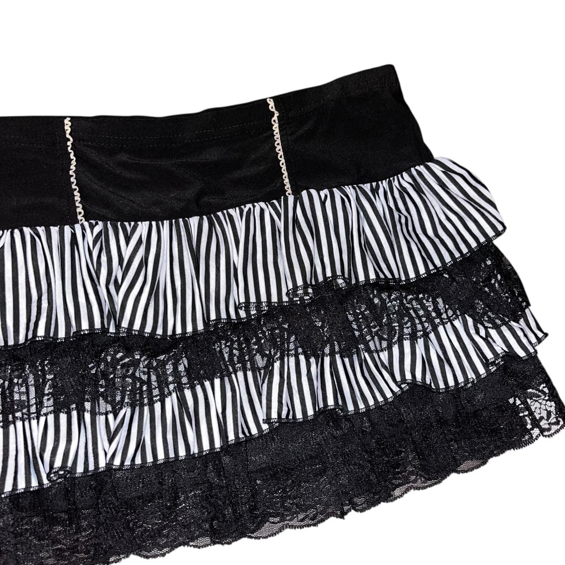 스트라이프 레이스 밴딩 캉캉 스커트 갸루y2k키치 상품이미지2