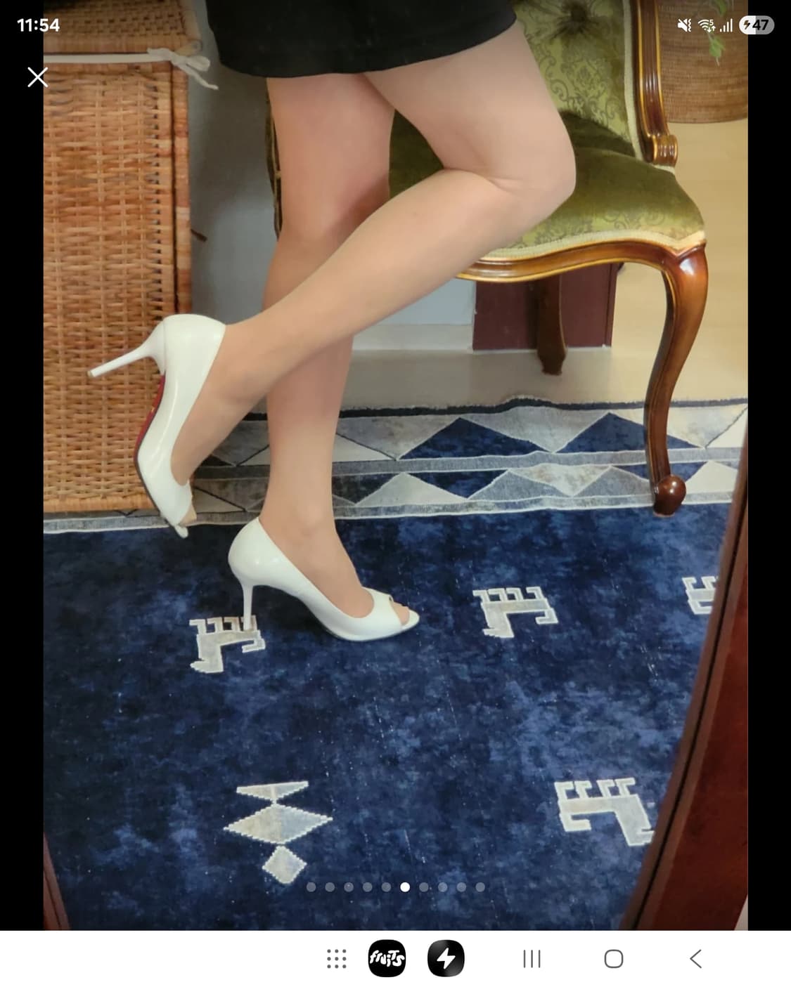 백화점구입 수제화 더슈 에나멜 화이트 토오픈 하이힐 펌프스  상품이미지6