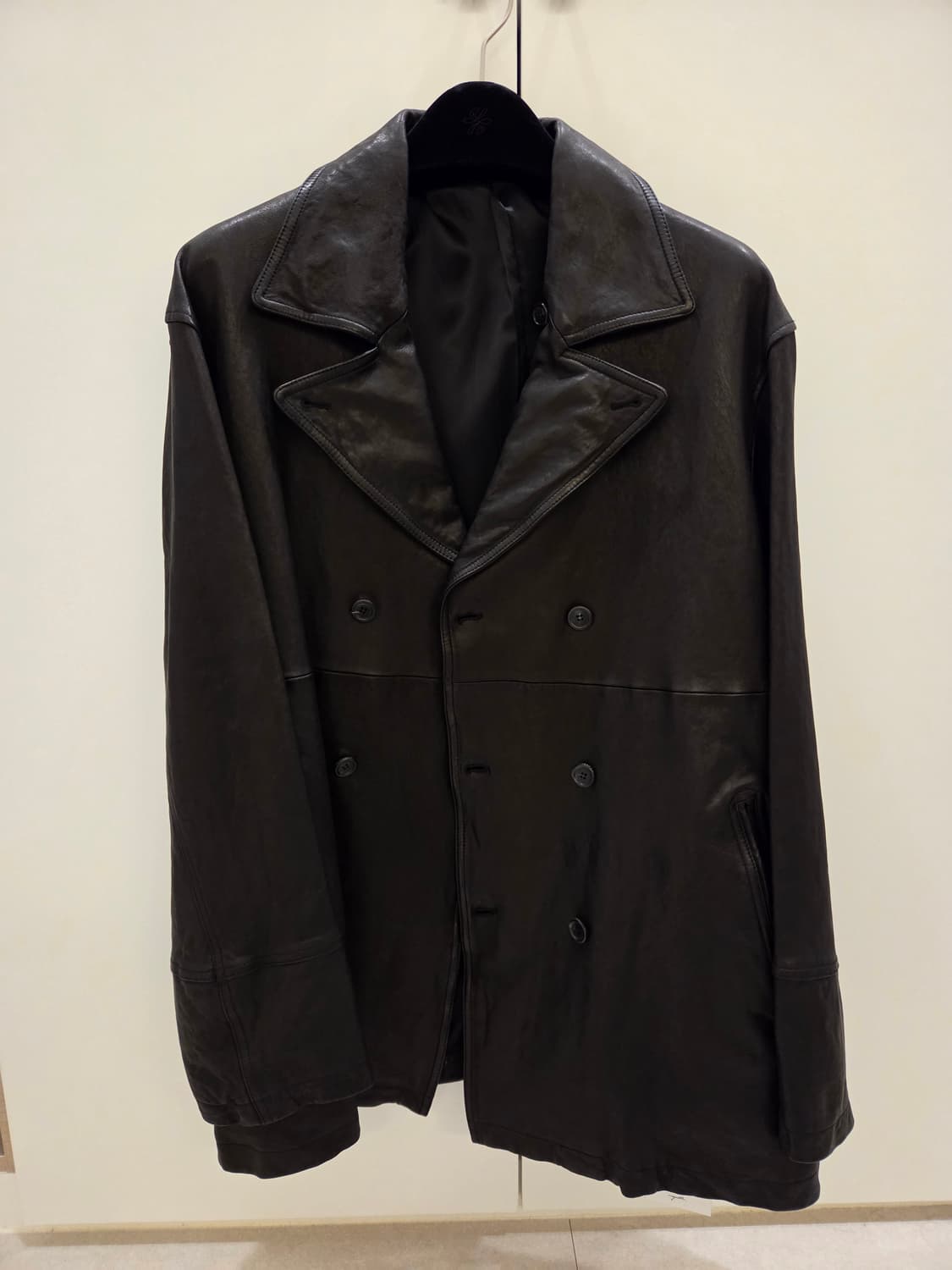 새상품_[M]유스(youth) 워싱 레더 피코트 블랙 M사이즈 상품이미지10