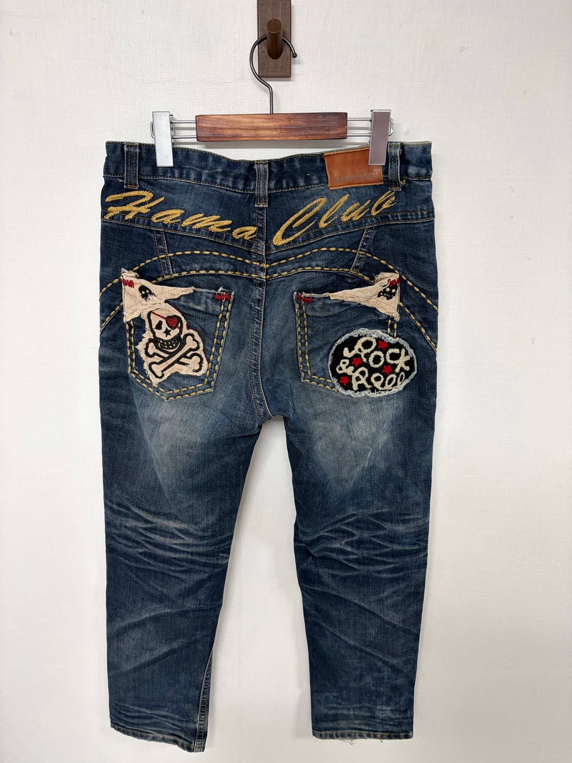 00s vtg HAMO 펑크 스컬 패치 데님팬츠 상품이미지4