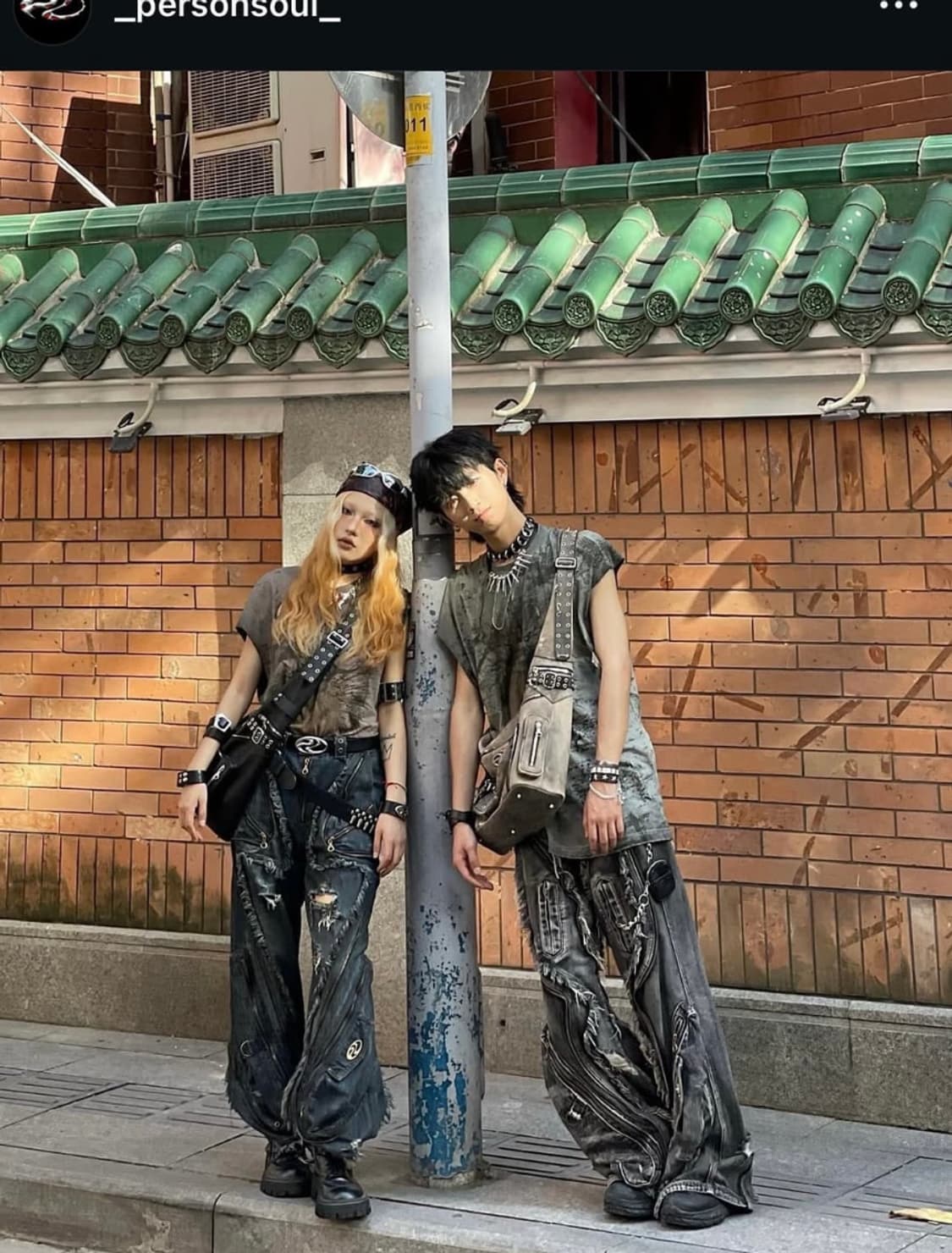 PERSONSOUL ALIENS DIRTY RIPPED 데님 배기진 상품이미지3