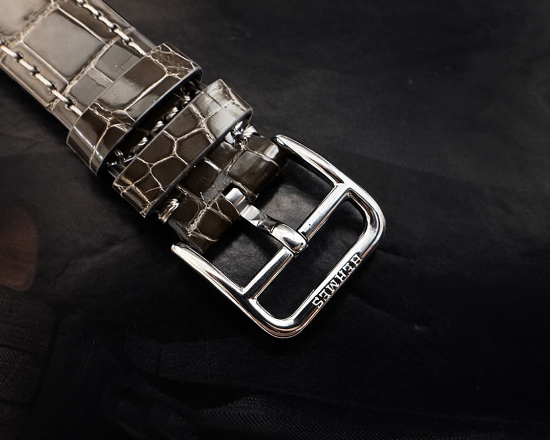 에르메스 노마드 희귀 블랙판 남성용 크로노 그래프 악어가죽 시계 상품이미지8