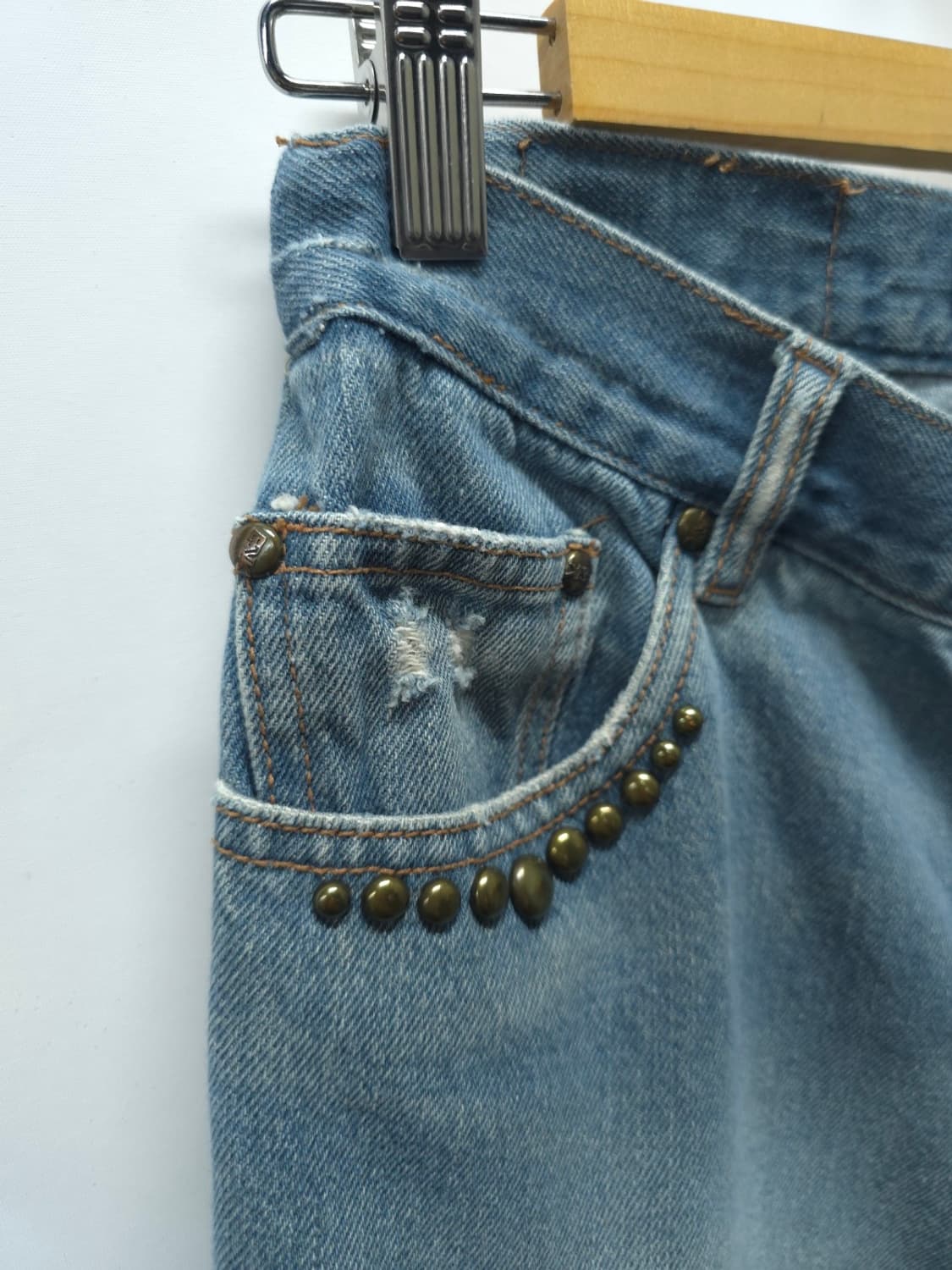 ​BNX 여성 빈티지 Y2K 패치워크 스터드 데님 팬츠 (27) 상품이미지5