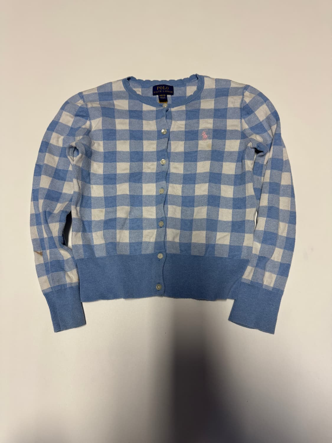 정품 인증!! 폴로 랄프로렌 키즈 깅엄 체크 가디건 140 상품이미지1
