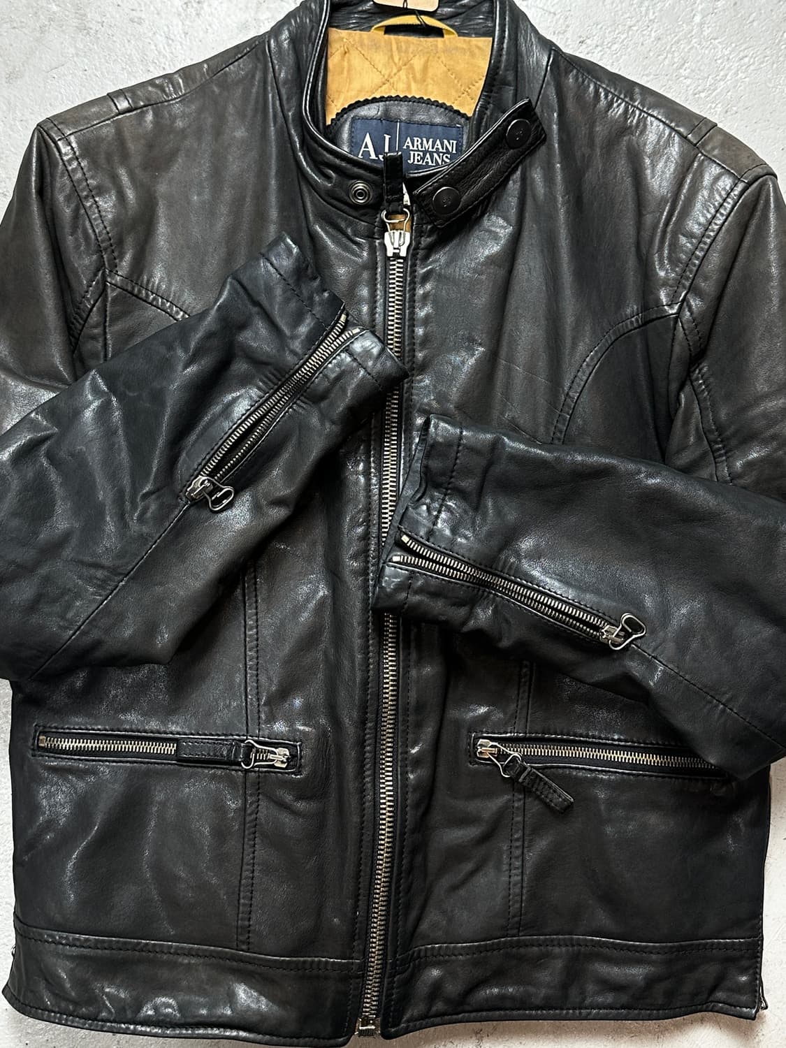 00's 아르마니 고트스킨 레더 자켓 빈티지 바이커 카페레이서 자켓 상품이미지8