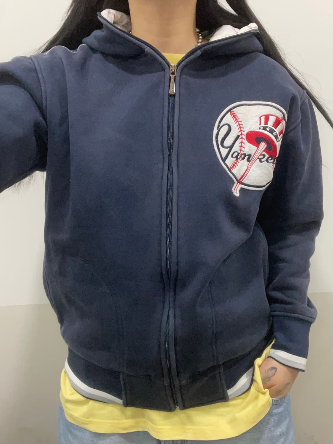Mitchell & Ness 뉴욕 양키스 빅로고 풀 후드집업 상품이미지2