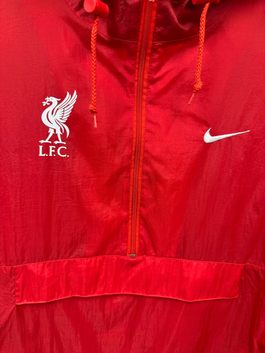 90s 나이키 올드스쿨 바람막이 전면 리버풀 FC 로고 포인트 레드 상품이미지5