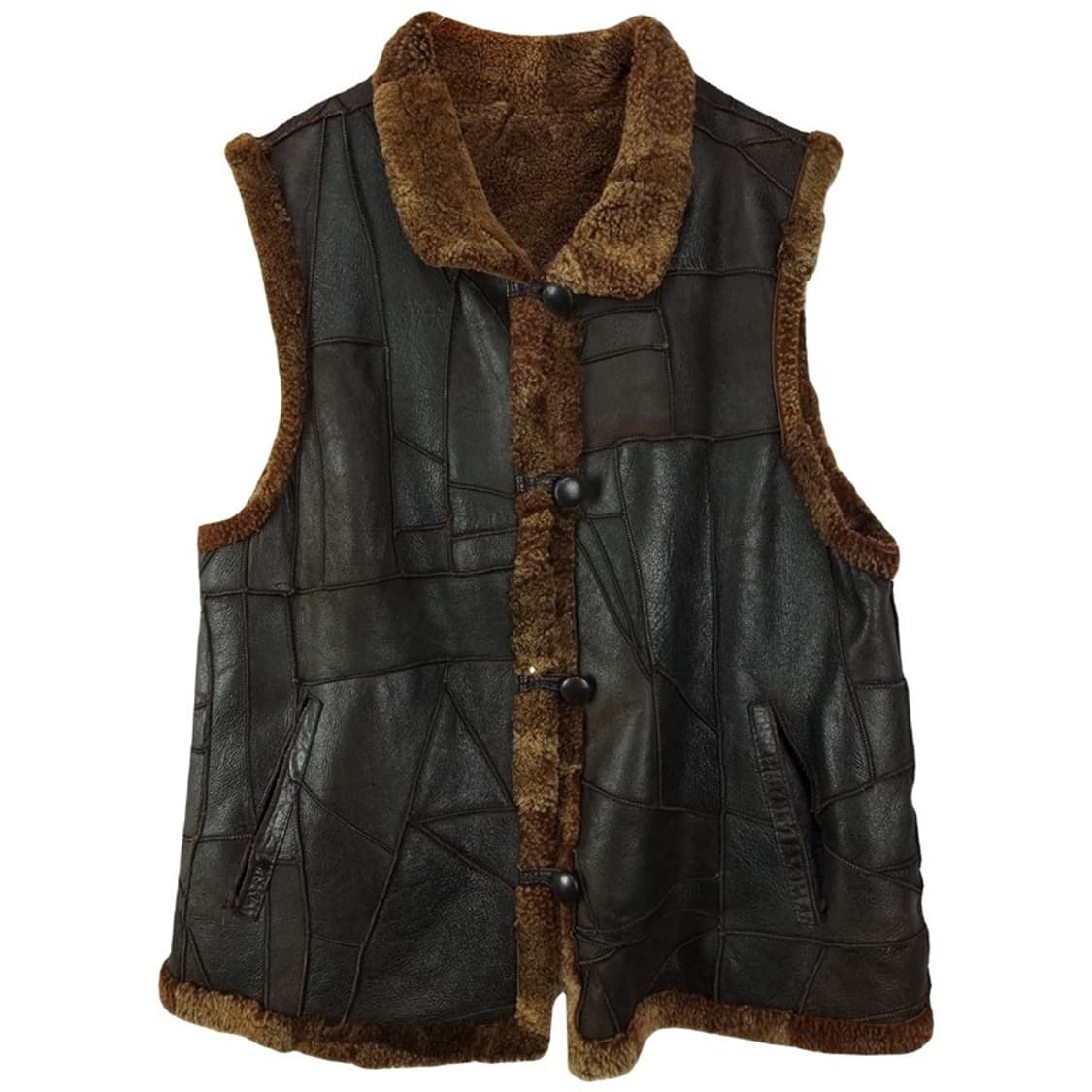 [빈티지] 리얼 쉽스킨 양가죽 양모 레더 베스트 조끼 M19973 상품이미지2