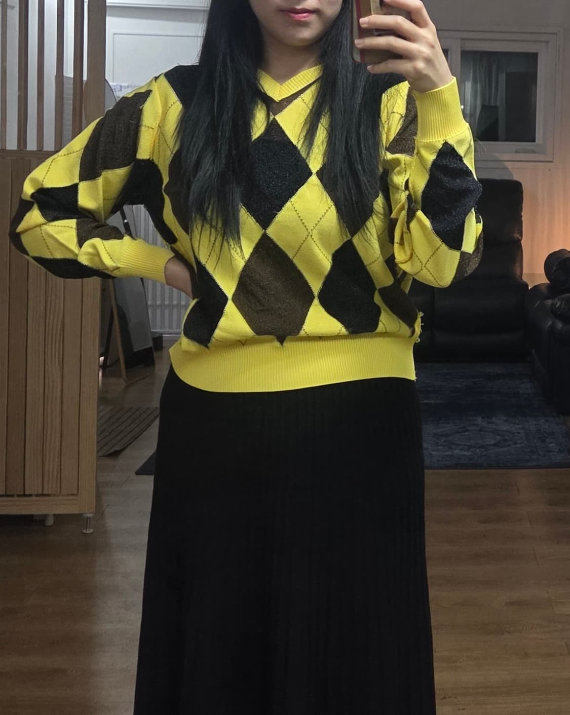 (46) masu 리버스 아가일 스웨터 상품이미지1