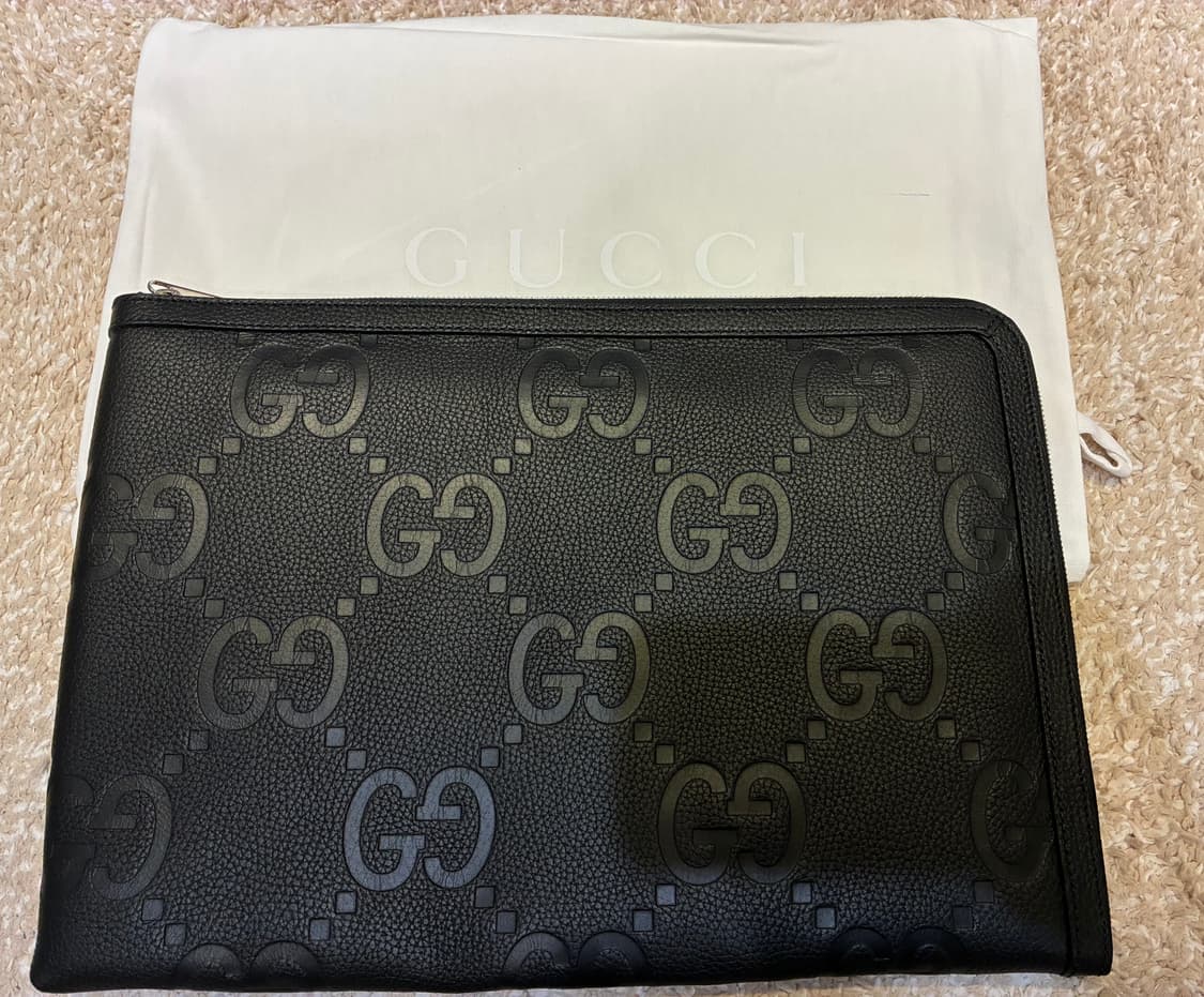 구찌 미디움 점보 GG 파우치 블랙(새상품) 상품이미지3