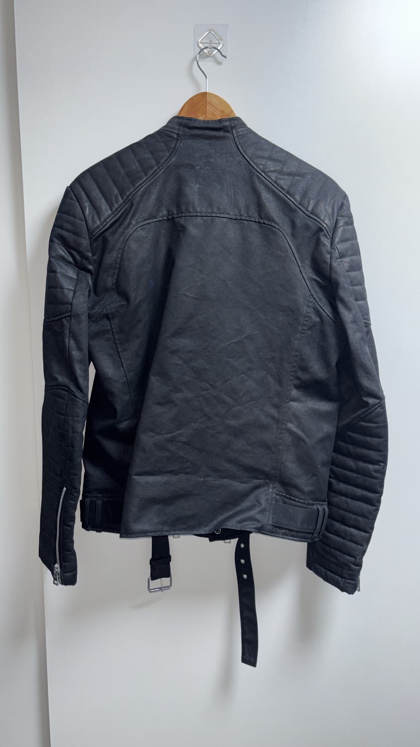 발망 왁스 코팅 바이커 자켓 투웨이 짚업 xl사이즈 상품이미지3