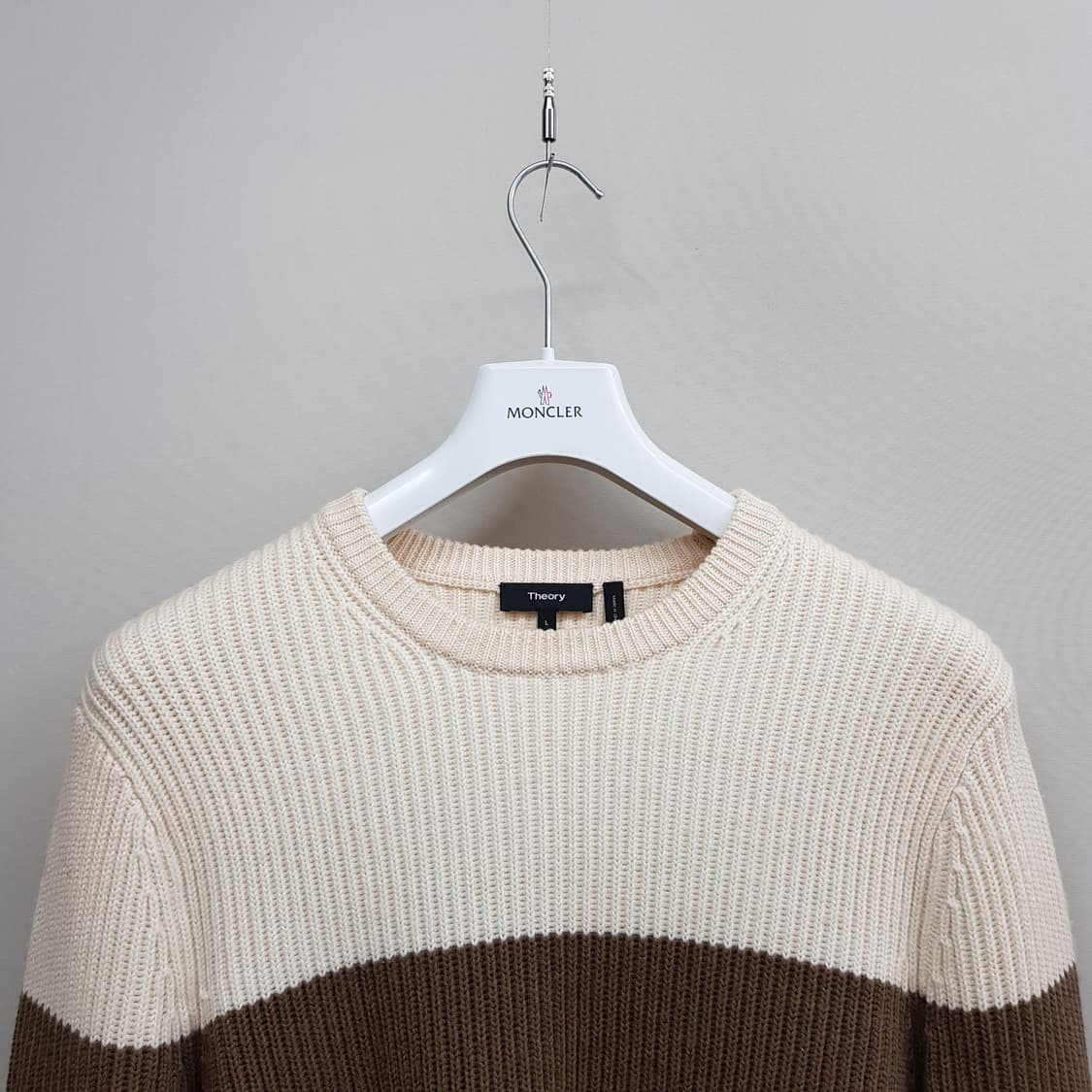 띠어리 THEORY 메리노울 100% 배색 니트 스웨터 L사이즈 상품이미지3