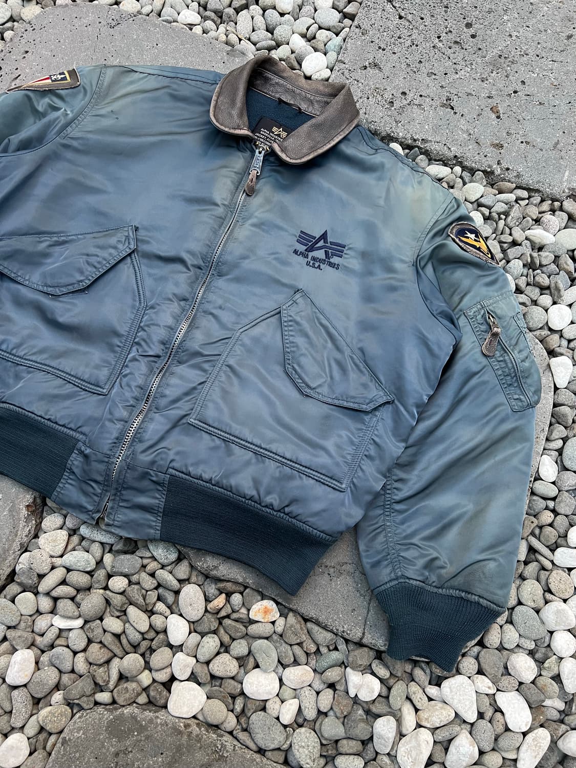 2000s HARD FADED ALPHA CWU 45 알파인더스트리 봄버 상품이미지5