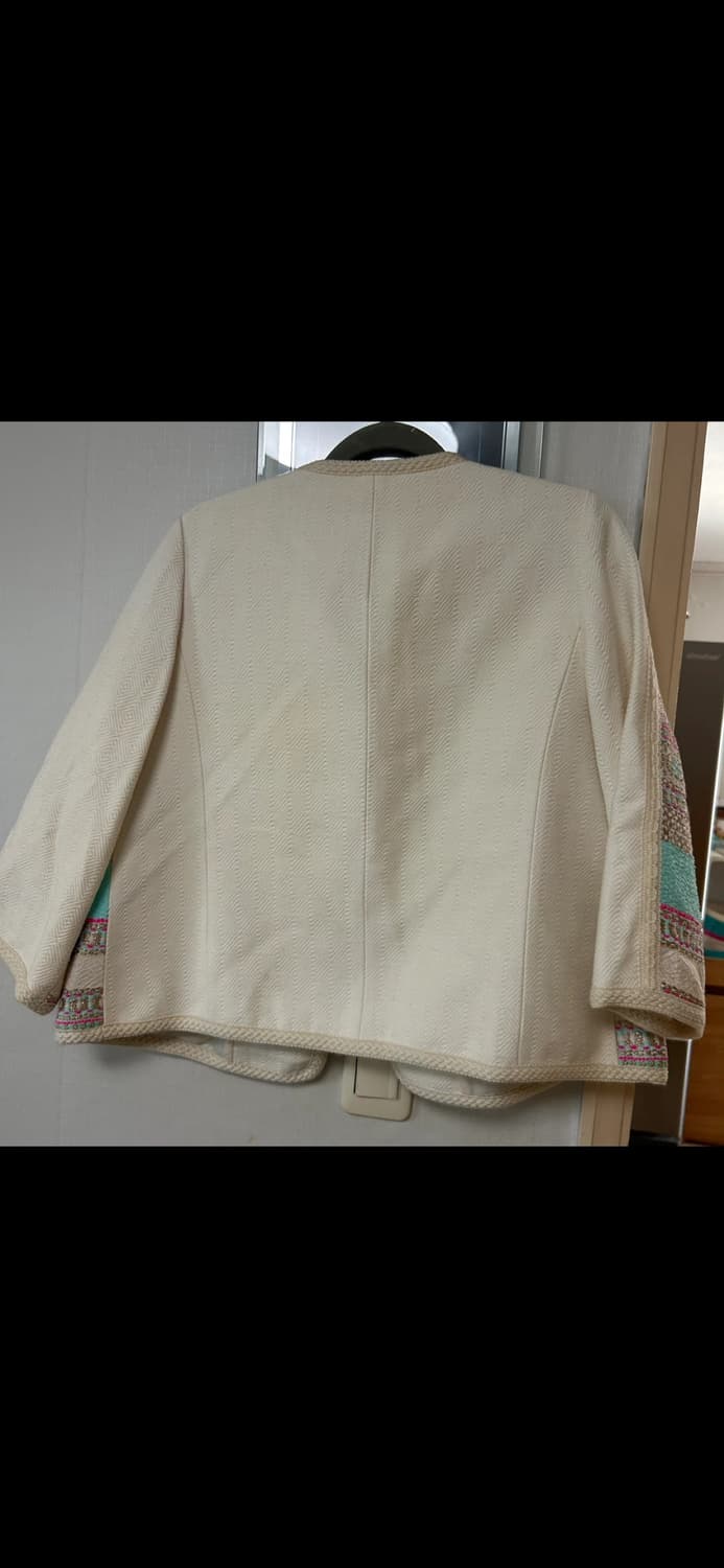 RENEEVON 레니본 쁘레쥬 고급 고가 민트 아이보리 트위드 7부 자켓 상품이미지7