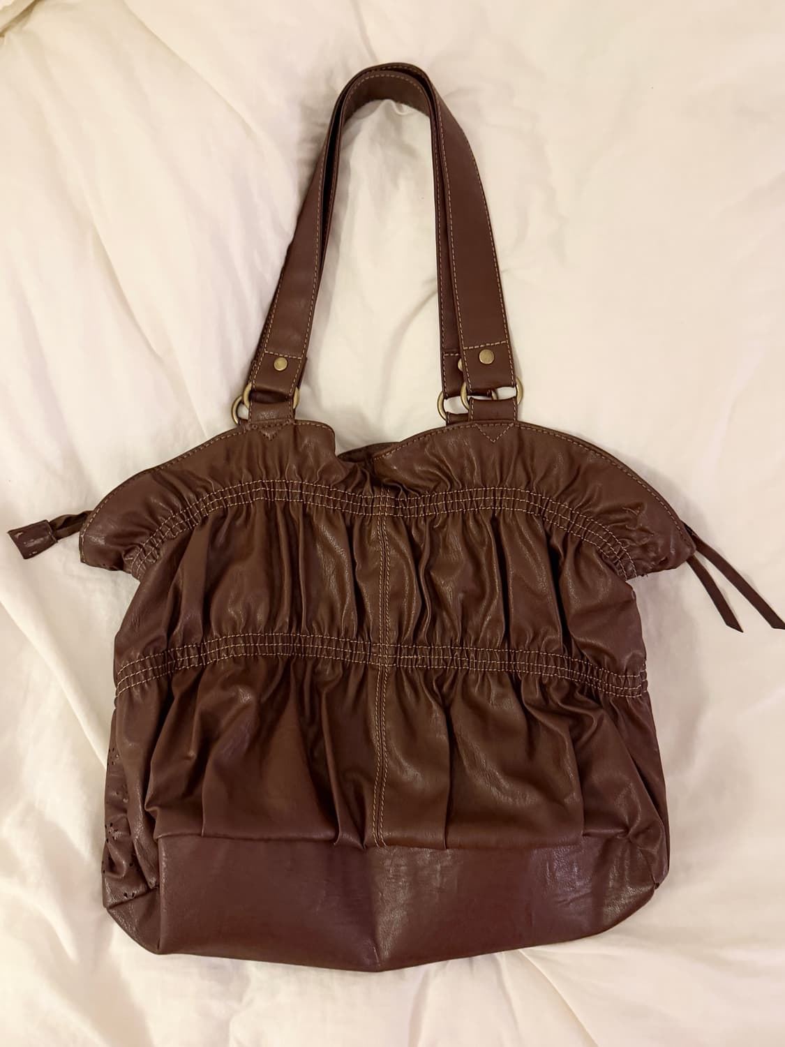 오리엔탈 그런지페어리 브라운 레더 셔링 숄더백 모리걸 하구미 보헤미안 상품이미지2