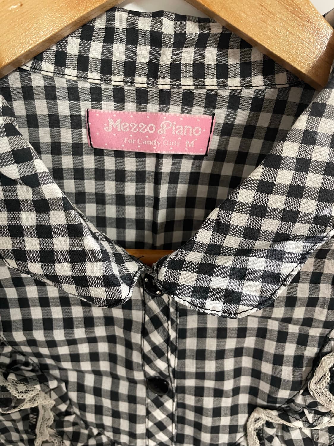 빈티지 체크 프릴 블라우스 상품이미지2