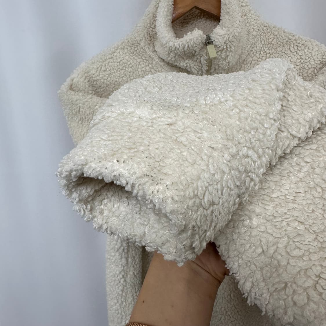 MLB 남성 반집업 기모 뽀글이티셔츠 아이보리 95 M 상품이미지4