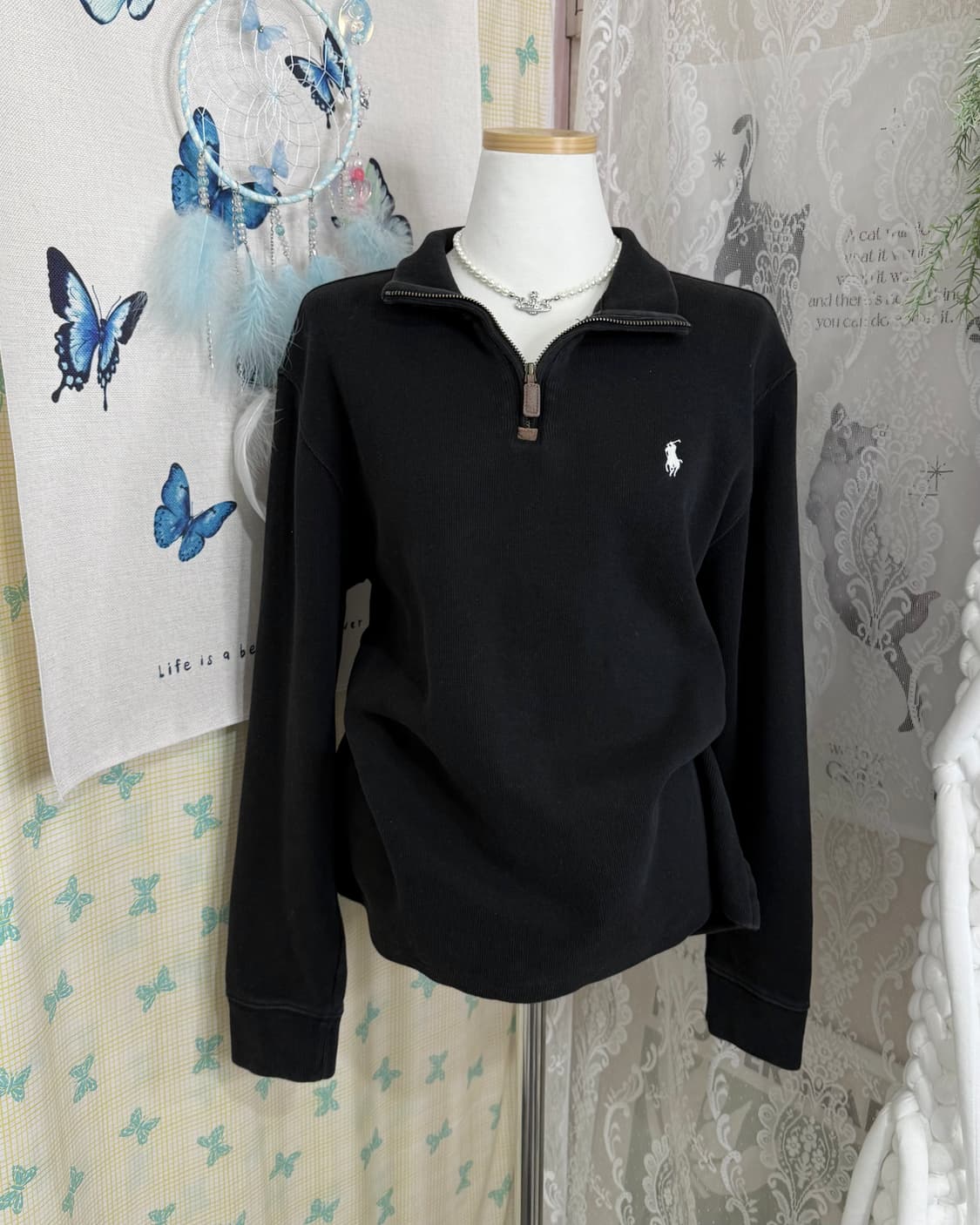 폴로 랄프로렌 블랙 반집업 니트 상품이미지1