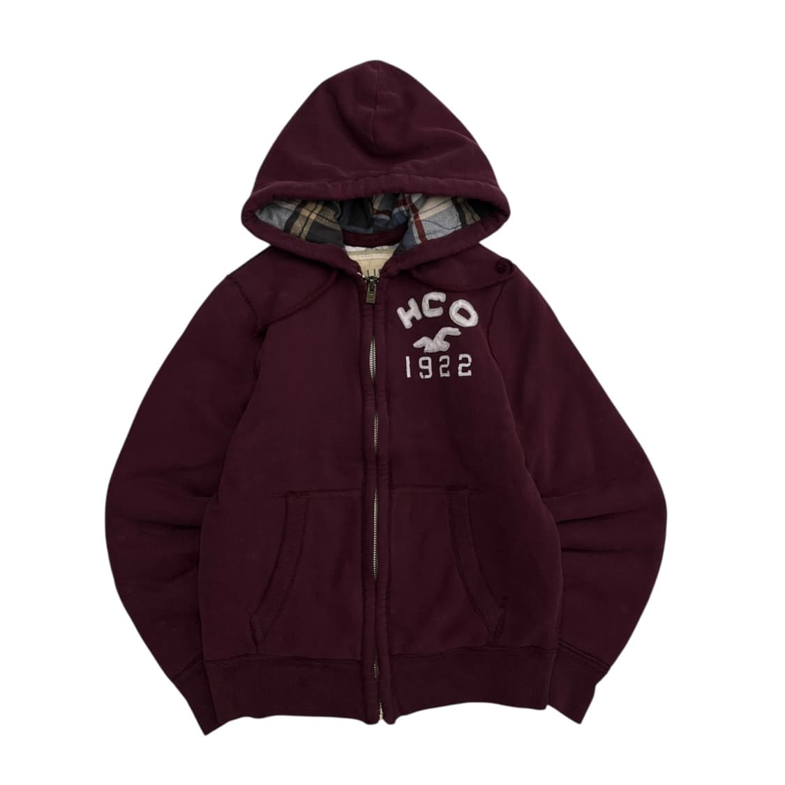 홀리스터 로고 딥버건디 후드집업 S 상품이미지2