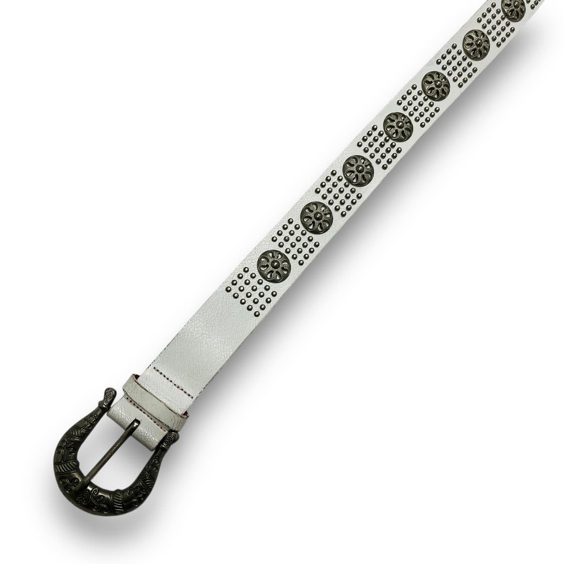 Ethnic Multi Stud White Leather Belt 상품이미지5