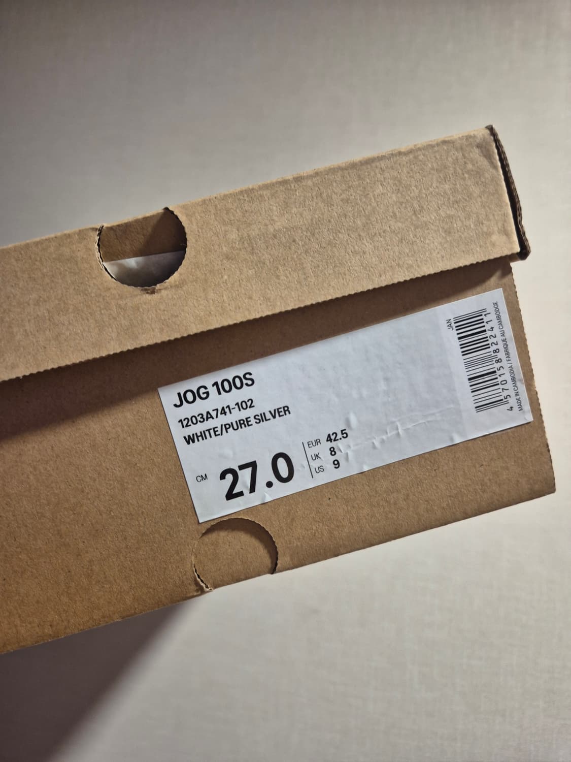 [새상품/270] 아식스 조그100S 화이트/퓨어실버 상품이미지5