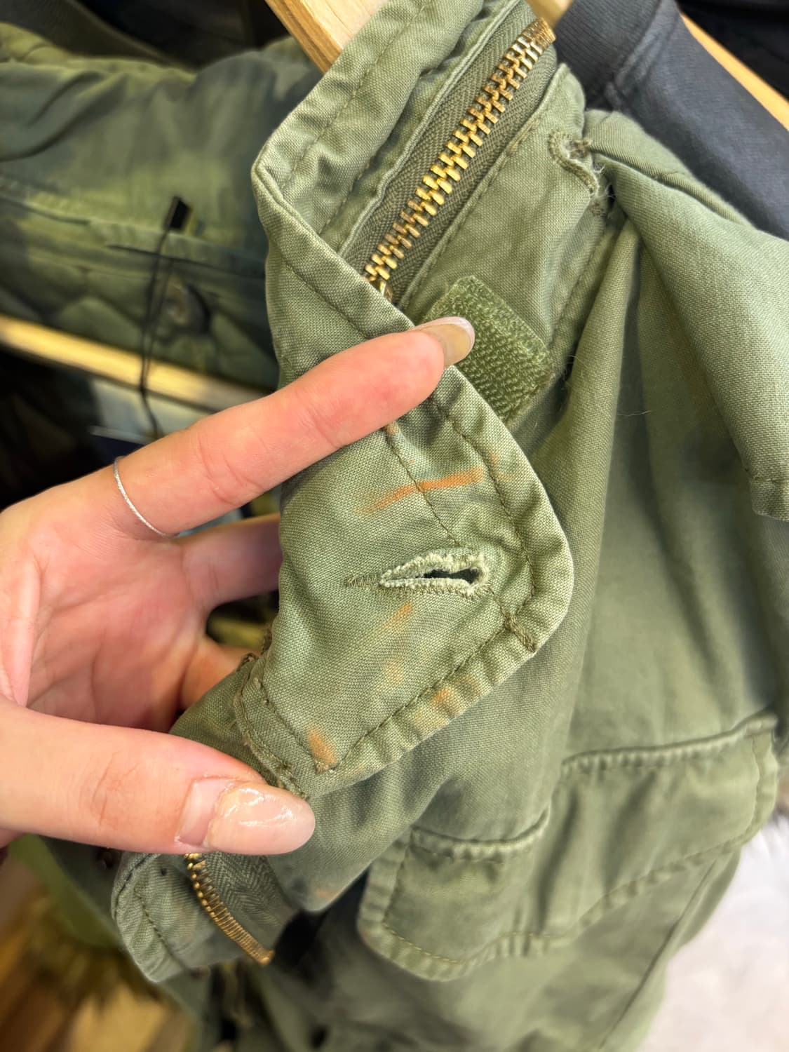 데님앤서플라이 카키 퍼 베스트 #csz4215 상품이미지10