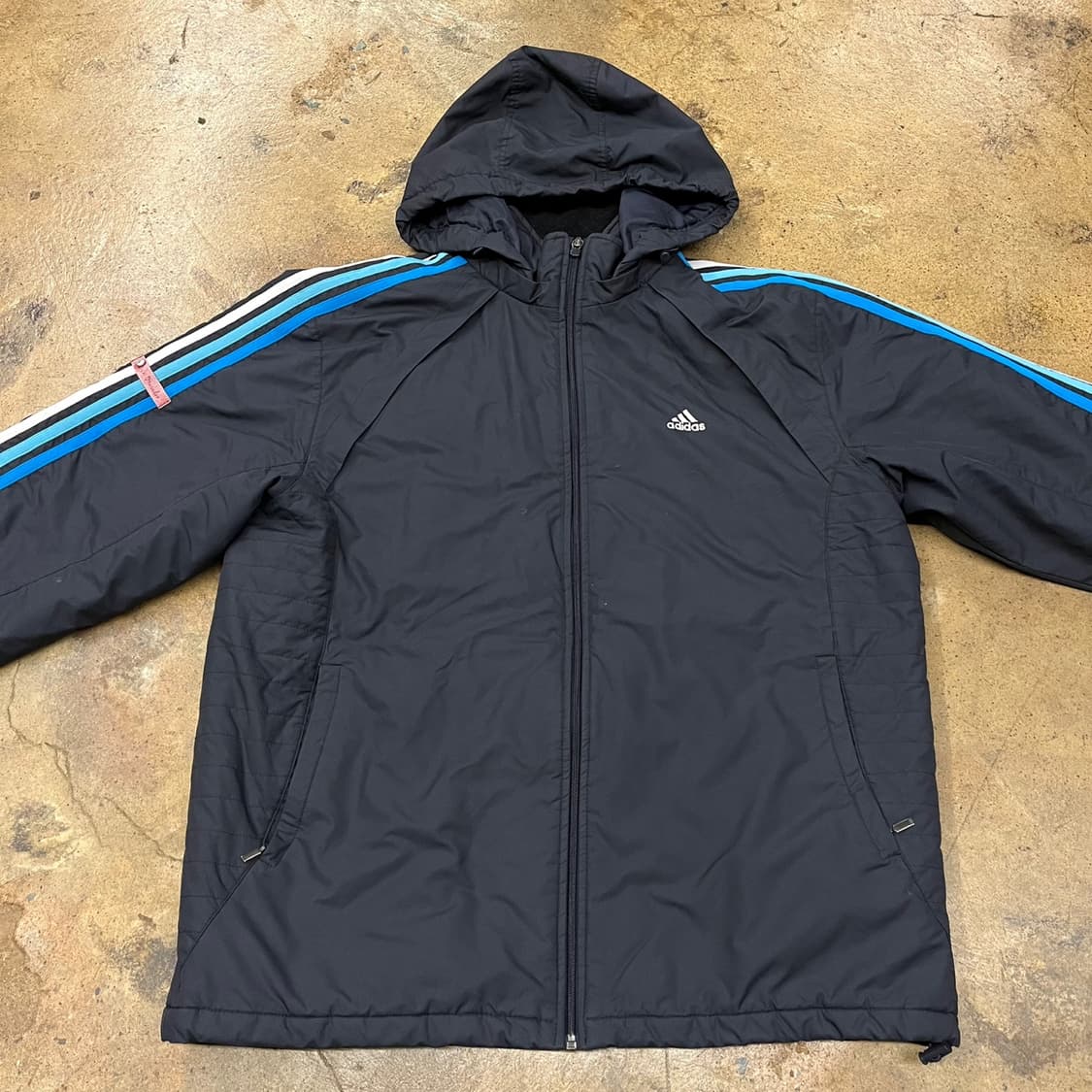 [정품/100] 아디다스 삼선 바람막이 후드 블랙 b18 상품이미지3
