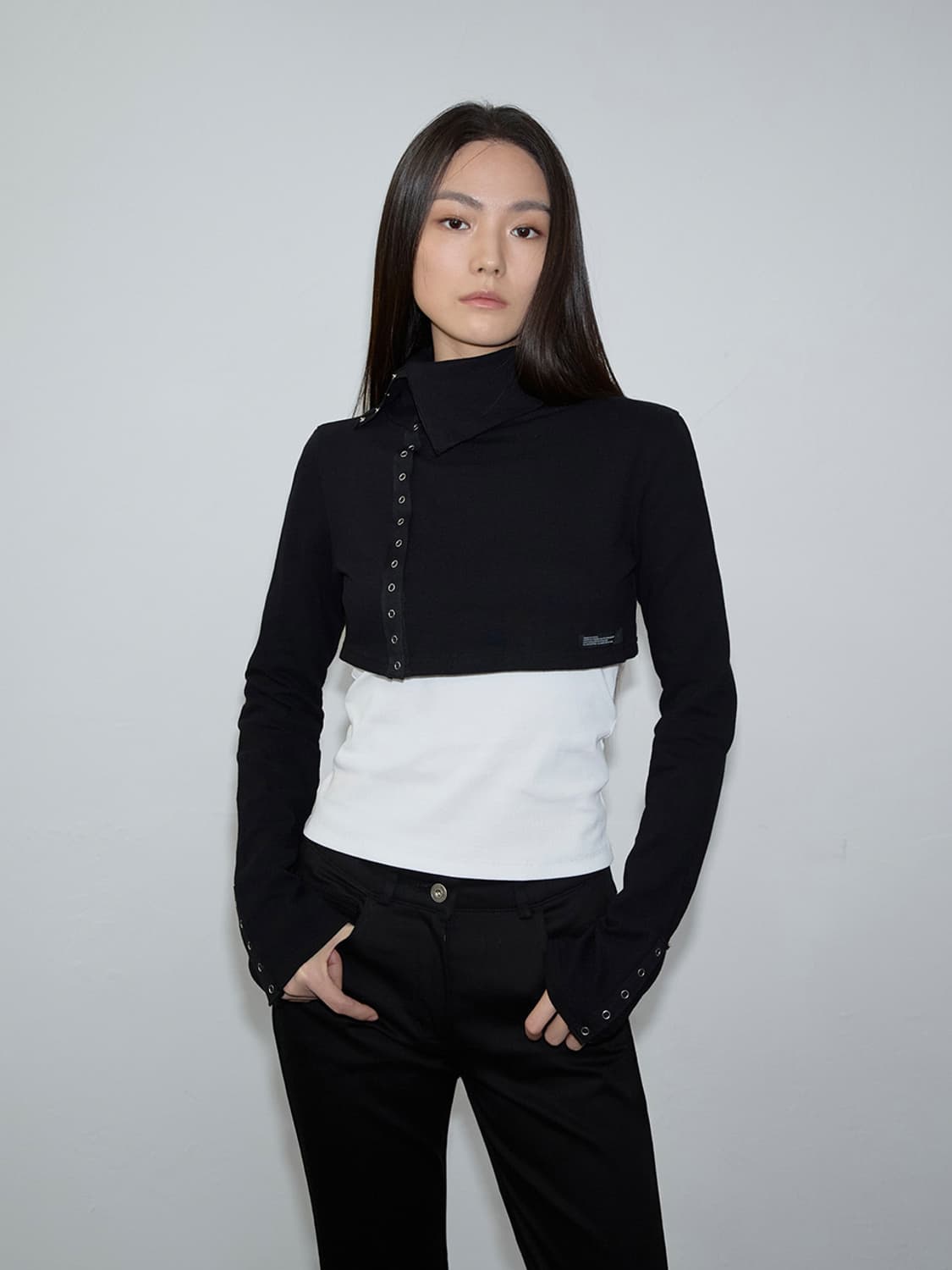 High Neck Jacquard Cardigan (black) 상품이미지2